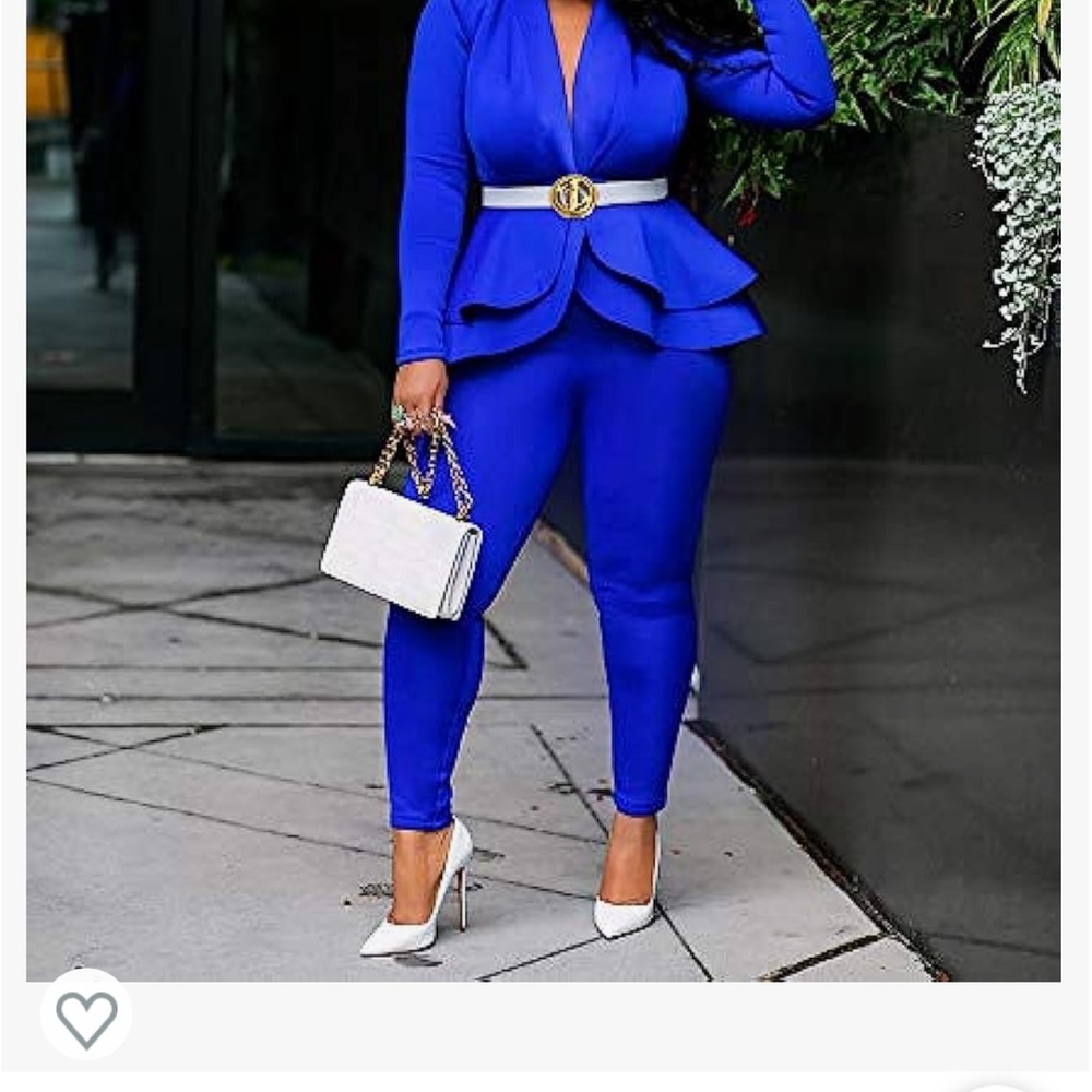 Royal blue sexy 2 piece pant suit